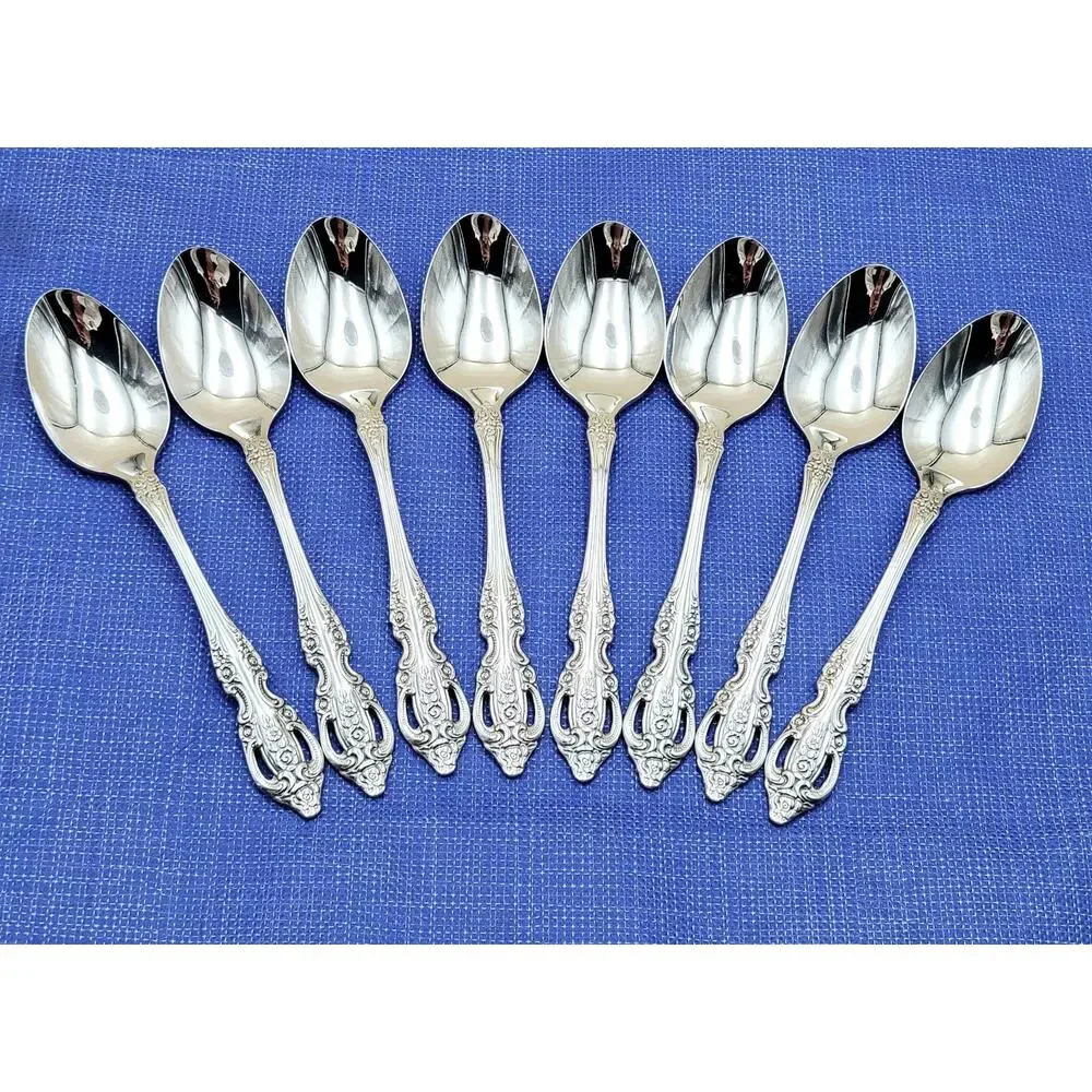 Oneida Pembrooke Renoir Set of 8 Oval Spoons Stainless Flatware 6